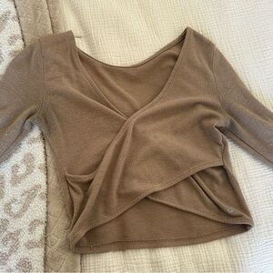 Brown Wrap Sweater Top